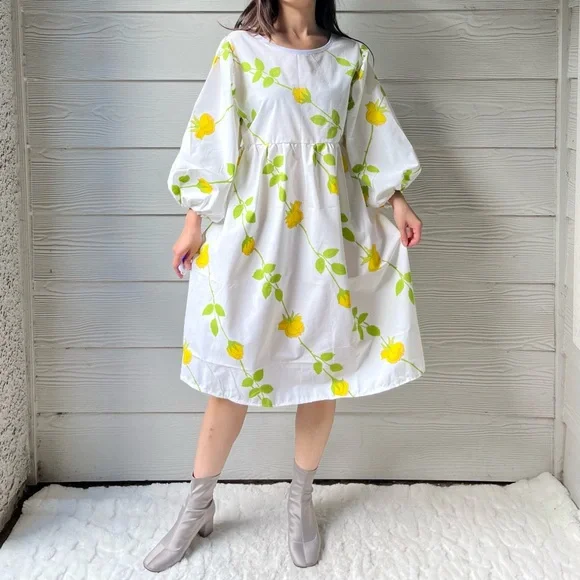 Christian Dior | Handmade Vintage Christian Dior Yellow Roses Dress SKU 07066 - Picture 14 of 15